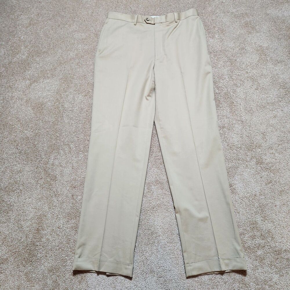 Jos A. Bank Dress Pants Men 36 (36X33.5) Tan Wool Blend Executive Collection